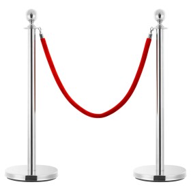 Cuerda para poste de control de masas terciopelo rojo plateado