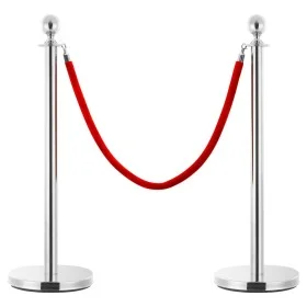 Silver red velvet crowd control pole rope by vidaXL, Safety barriers - Ref: Foro24-51167, Price: 20,09 €, Discount: %