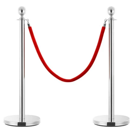 Cuerda para poste de control de masas terciopelo rojo plateado de vidaXL, Barreras de seguridad - Ref: Foro24-51167, Precio: ...