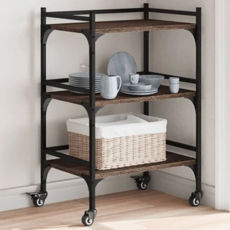 Carrito de cocina madera ingeniería marrón roble 50x35x75,5 cm by vidaXL, Kitchen and dining carts - Ref: Foro24-842350, Pric...