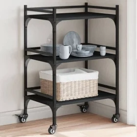 Küchenwagen aus schwarzem Ingenieurholz 50x35x75,5 cm von vidaXL, Küchen- und Speisewagen - Ref: Foro24-842346, Preis: 58,44 ...