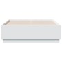 White engineered wood bed frame with LED 120x190 cm by vidaXL, Beds and slatted bases - Ref: Foro24-3209653, Price: 162,78 €,...