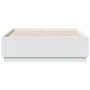 White engineered wood bed frame with LED 120x190 cm by vidaXL, Beds and slatted bases - Ref: Foro24-3209653, Price: 160,82 €,...