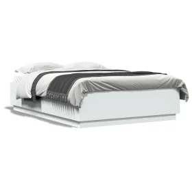 Estructura de cama con LED madera ingeniería blanco 120x200 cm de vidaXL, Camas y somieres - Ref: Foro24-3209618, Precio: 168...
