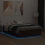 Bed frame with LED lights brown oak wood 140x190 cm by vidaXL, Beds and slatted bases - Ref: Foro24-3209645, Price: 172,87 €,...
