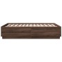 Estructura cama con luces LED madera roble marrón 140x190 cm de vidaXL, Camas y somieres - Ref: Foro24-3209645, Precio: 172,8...