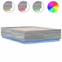 Sonoma gray wood bed frame with LED lights 120x190 cm by vidaXL, Beds and slatted bases - Ref: Foro24-3209658, Price: 159,70 ...