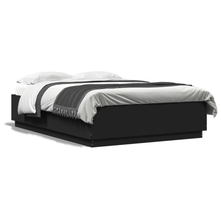 Estructura cama con luces LED madera ingeniería negro 150x200cm de vidaXL, Camas y somieres - Ref: Foro24-3209605, Precio: 17...