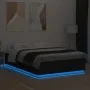 Bed frame with LED lights black engineered wood 150x200cm by vidaXL, Beds and slatted bases - Ref: Foro24-3209605, Price: 176...