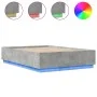 Bed frame with LED lights concrete gray wood 150x200 cm by vidaXL, Beds and slatted bases - Ref: Foro24-3209607, Price: 171,8...
