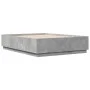 Bed frame with LED lights concrete gray wood 150x200 cm by vidaXL, Beds and slatted bases - Ref: Foro24-3209607, Price: 171,8...