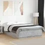 Bed frame with LED lights concrete gray wood 150x200 cm by vidaXL, Beds and slatted bases - Ref: Foro24-3209607, Price: 171,8...