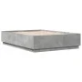 Bed frame with LED lights concrete gray wood 150x200 cm by vidaXL, Beds and slatted bases - Ref: Foro24-3209607, Price: 171,8...