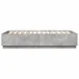 Bed frame with LED lights concrete gray wood 150x200 cm by vidaXL, Beds and slatted bases - Ref: Foro24-3209607, Price: 171,8...