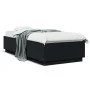Bed frame with LED lights black engineered wood 100x200cm by vidaXL, Beds and slatted bases - Ref: Foro24-3209626, Price: 138...