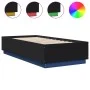 Bed frame with LED lights black engineered wood 100x200cm by vidaXL, Beds and slatted bases - Ref: Foro24-3209626, Price: 138...