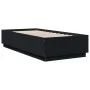 Bed frame with LED lights black engineered wood 100x200cm by vidaXL, Beds and slatted bases - Ref: Foro24-3209626, Price: 138...