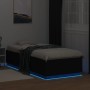 Bed frame with LED lights black engineered wood 100x200cm by vidaXL, Beds and slatted bases - Ref: Foro24-3209626, Price: 139...
