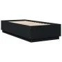 Bed frame with LED lights black engineered wood 100x200cm by vidaXL, Beds and slatted bases - Ref: Foro24-3209626, Price: 138...