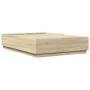Sonoma oak wood bed frame with LED lights 140x200 cm by vidaXL, Beds and slatted bases - Ref: Foro24-3209613, Price: 169,51 €...