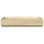 Sonoma oak wood bed frame with LED lights 140x200 cm by vidaXL, Beds and slatted bases - Ref: Foro24-3209613, Price: 171,41 €...
