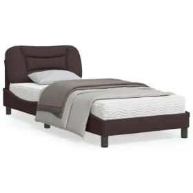 Bed frame with LED lights dark brown fabric 90x200 cm by vidaXL, Beds and slatted bases - Ref: Foro24-3213679, Price: 151,67 ...