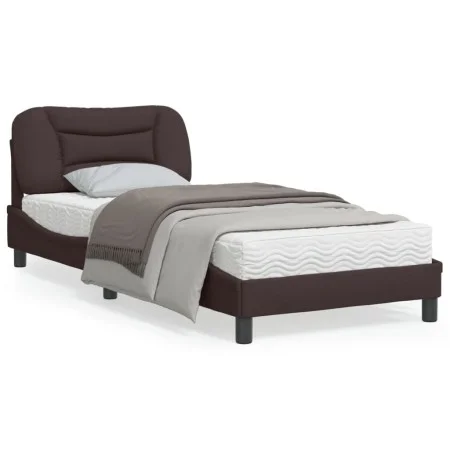 Bed frame with LED lights dark brown fabric 90x200 cm by vidaXL, Beds and slatted bases - Ref: Foro24-3213679, Price: 151,67 ...