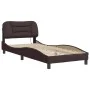 Estructura de cama con luces LED tela marrón oscuro 90x200 cm de vidaXL, Camas y somieres - Ref: Foro24-3213679, Precio: 152,...