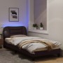 Estructura de cama con luces LED tela marrón oscuro 90x200 cm de vidaXL, Camas y somieres - Ref: Foro24-3213679, Precio: 154,...