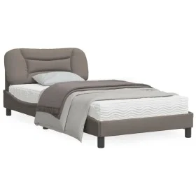 Bed frame with LED lights taupe gray fabric 100x200 cm by vidaXL, Beds and slatted bases - Ref: Foro24-3213687, Price: 159,36...