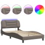 Bed frame with LED lights taupe gray fabric 100x200 cm by vidaXL, Beds and slatted bases - Ref: Foro24-3213687, Price: 162,83...