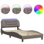 Estructura de cama con luces LED tela gris taupe 100x200 cm de vidaXL, Camas y somieres - Ref: Foro24-3213687, Precio: 160,93...