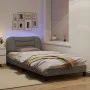 Estructura de cama con luces LED tela gris taupe 100x200 cm de vidaXL, Camas y somieres - Ref: Foro24-3213687, Precio: 160,93...