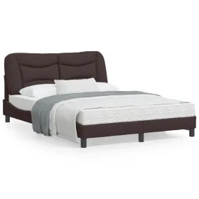 Estructura de cama con luces LED tela marrón oscuro 120x200 cm de vidaXL, Camas y somieres - Ref: Foro24-3213693, Precio: 201...
