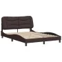 Bed frame with LED lights dark brown fabric 120x200 cm by vidaXL, Beds and slatted bases - Ref: Foro24-3213693, Price: 201,45...