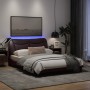 Bed frame with LED lights dark brown fabric 120x200 cm by vidaXL, Beds and slatted bases - Ref: Foro24-3213693, Price: 201,11...