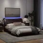 Bed frame with LED lights dark brown fabric 120x200 cm by vidaXL, Beds and slatted bases - Ref: Foro24-3213693, Price: 201,45...