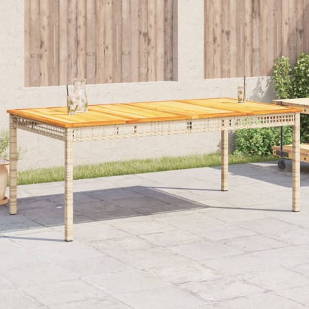Mesa de jardín ratán sintético madera acacia beige 180x90x75 cm de vidaXL, Mesas de jardín - Ref: Foro24-366281, Precio: 179,...