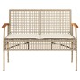 Banco de jardín con cojín ratán sintético beige y madera acacia by vidaXL, garden benches - Ref: Foro24-366257, Price: 99,15 ...