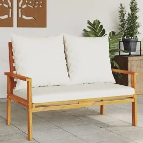 Banco sofá de jardín con cojines madera maciza de acacia 120 cm by vidaXL, Modular outdoor sofas - Ref: Foro24-366378, Price:...