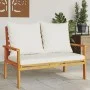 Banco sofá de jardín con cojines madera maciza de acacia 120 cm by vidaXL, Modular outdoor sofas - Ref: Foro24-366378, Price:...