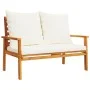 Banco sofá de jardín con cojines madera maciza de acacia 120 cm by vidaXL, Modular outdoor sofas - Ref: Foro24-366378, Price:...