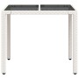 Mesa de jardín superficie de vidrio ratán PE blanco 90x90x75 cm by vidaXL, Garden tables - Ref: Foro24-368123, Price: 103,24 ...