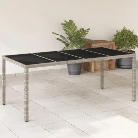 Mesa de jardín superficie de vidrio ratán PE gris 190x90x75 cm by vidaXL, Garden tables - Ref: Foro24-368128, Price: 151,56 €...