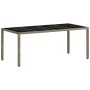 Mesa de jardín superficie de vidrio ratán PE gris 190x90x75 cm by vidaXL, Garden tables - Ref: Foro24-368128, Price: 149,11 €...