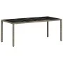 Mesa de jardín superficie de vidrio ratán PE gris 190x90x75 cm by vidaXL, Garden tables - Ref: Foro24-368128, Price: 153,52 €...