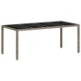 Mesa de jardín superficie de vidrio ratán PE gris 190x90x75 cm by vidaXL, Garden tables - Ref: Foro24-368128, Price: 149,11 €...