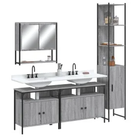 4-teiliges Badezimmermöbelset aus grauem Sonoma-Sperrholz. von vidaXL, Badezimmermöbel - Ref: Foro24-3214688, Preis: 254,14 €...