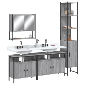 4-teiliges Badezimmermöbelset aus grauem Sonoma-Sperrholz. von vidaXL, Badezimmermöbel - Ref: Foro24-3214688, Preis: 258,24 €...