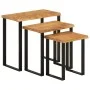 Set de 3 mesas apilables con borde natural madera acacia maciza by vidaXL, Side tables - Ref: Foro24-372760, Price: 116,43 €,...